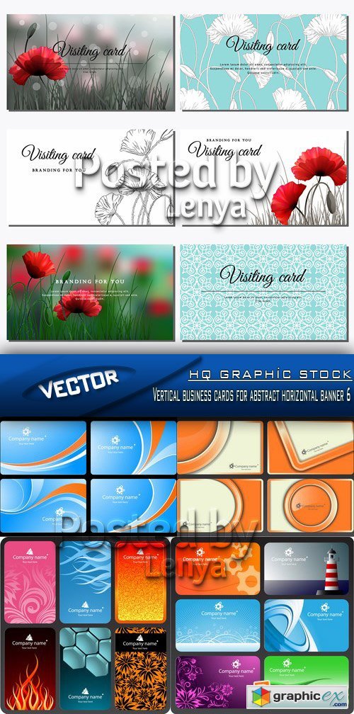 Stock Vector - Vertical business cards for abstract horizontal banner 6