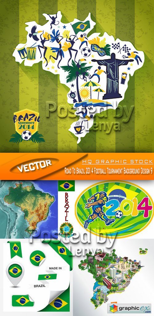 Stock Vector - Road To Brazil 2014 Football Tournament Background Design 9