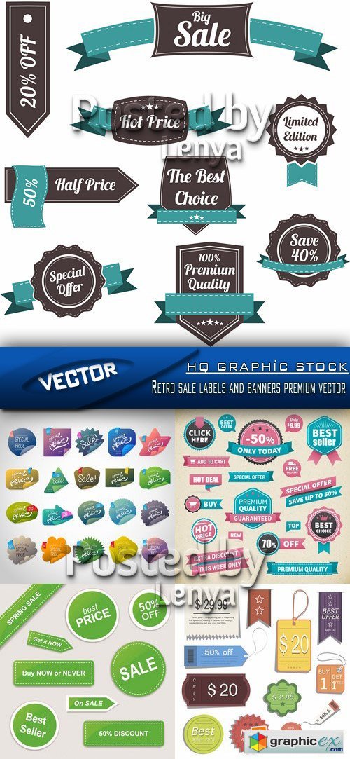 Stock Vector - Retro sale labels and banners premium vector