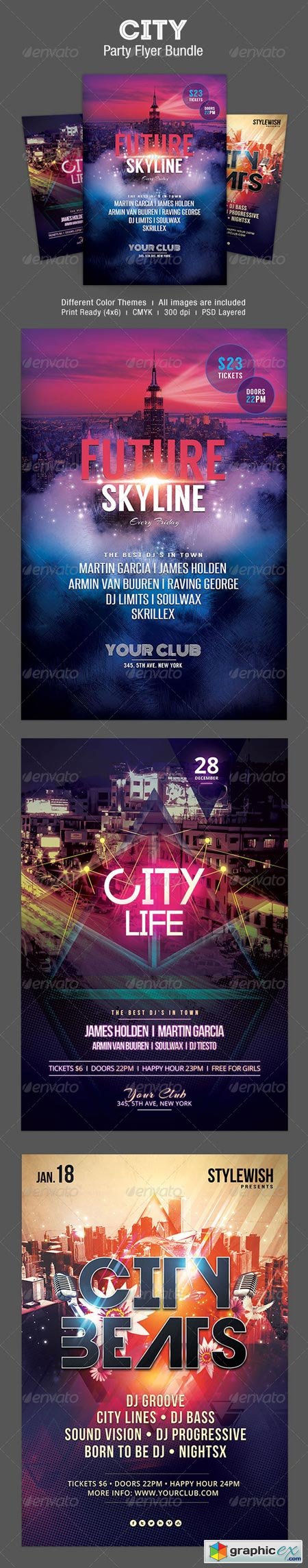 City Party Flyer Bundle 6214142