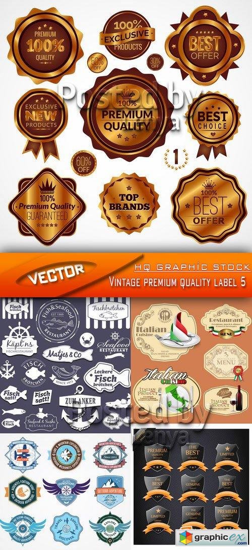 Stock Vector - Vintage premium quality label 5