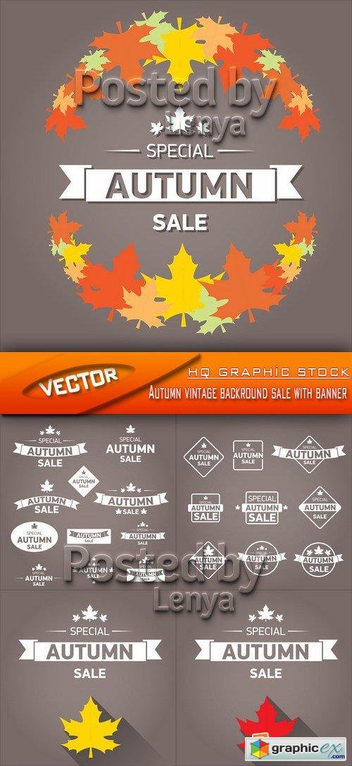 Stock Vector - Autumn vintage backround sale with banner