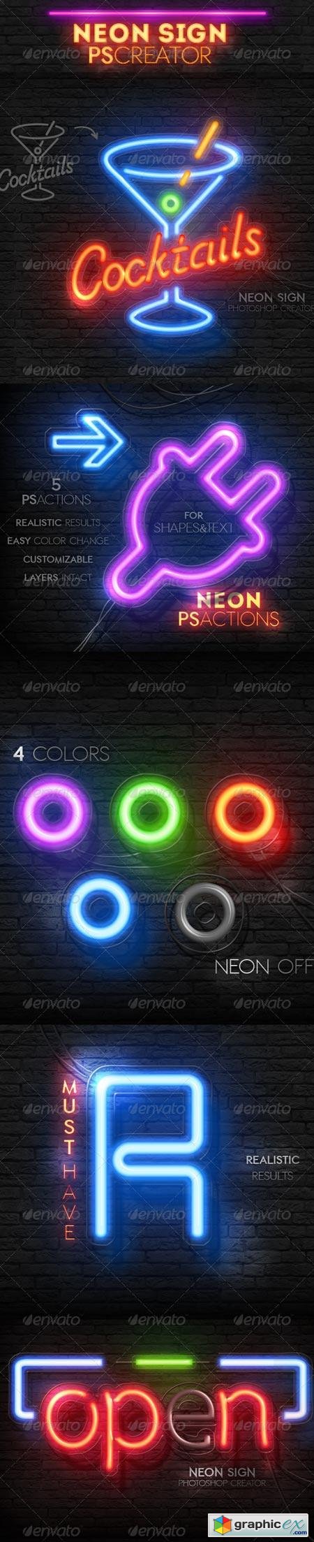 Neon Light Sign Photoshop Actions 8657469