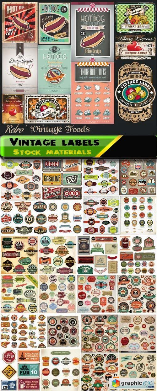 Different vintage labels in vector 25xEPS
