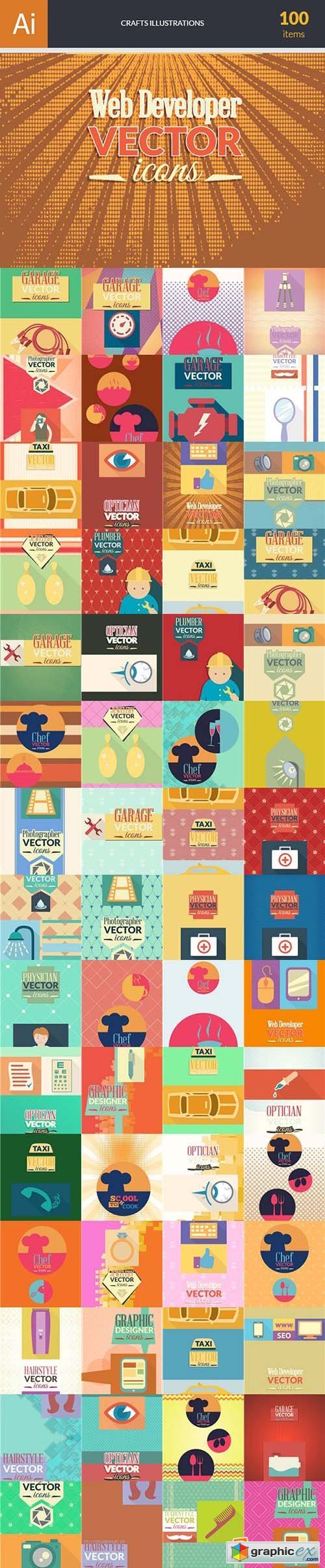 Crafts Illustrations Pack 100xEPS