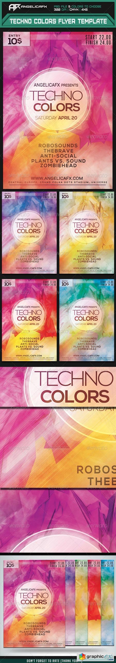 Techno Colors Flyer Template 7415558