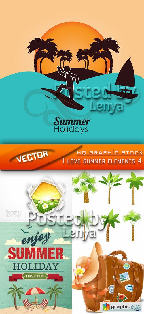 Stock Vector - I love summer elements 4