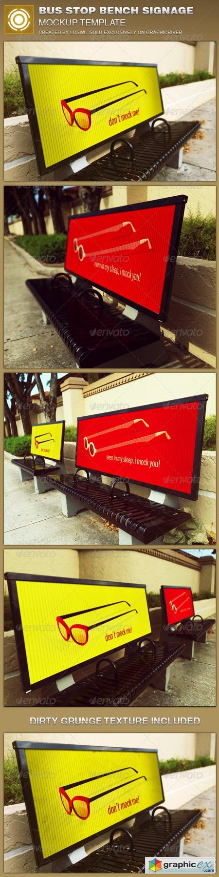 Corrugated Bus Stop Bench Signage Mockup Template 8688819