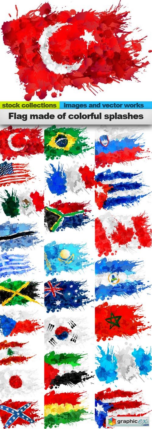 Flag made of colorful splashes 25xEPS