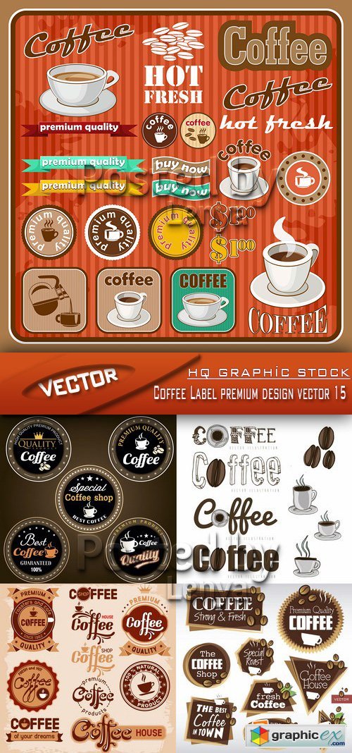 Stock Vector - Coffee Label premium design vector 15