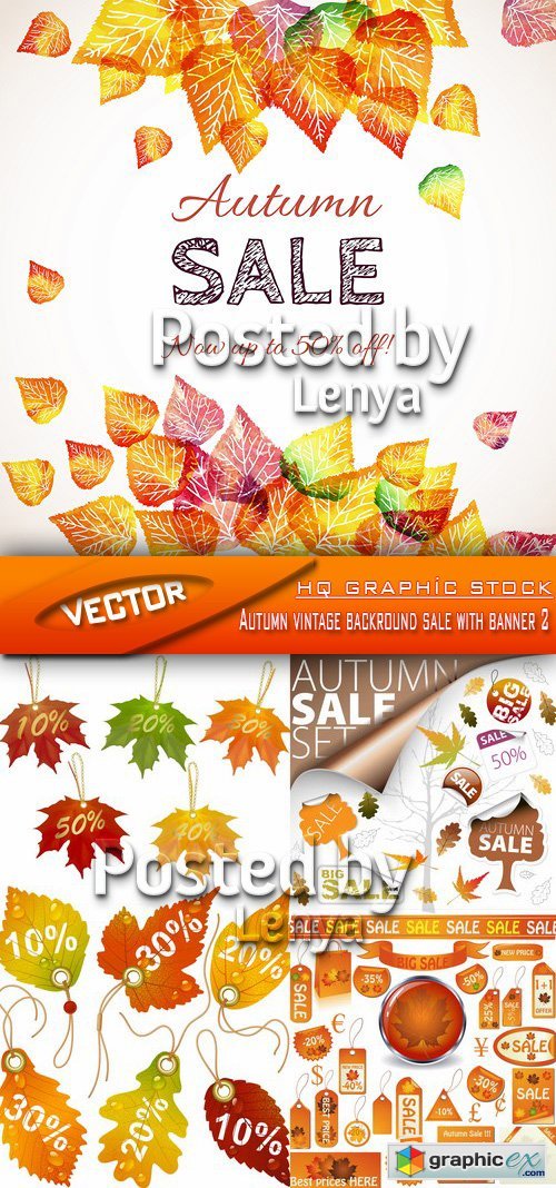 Stock Vector - Autumn vintage backround sale with banner 2