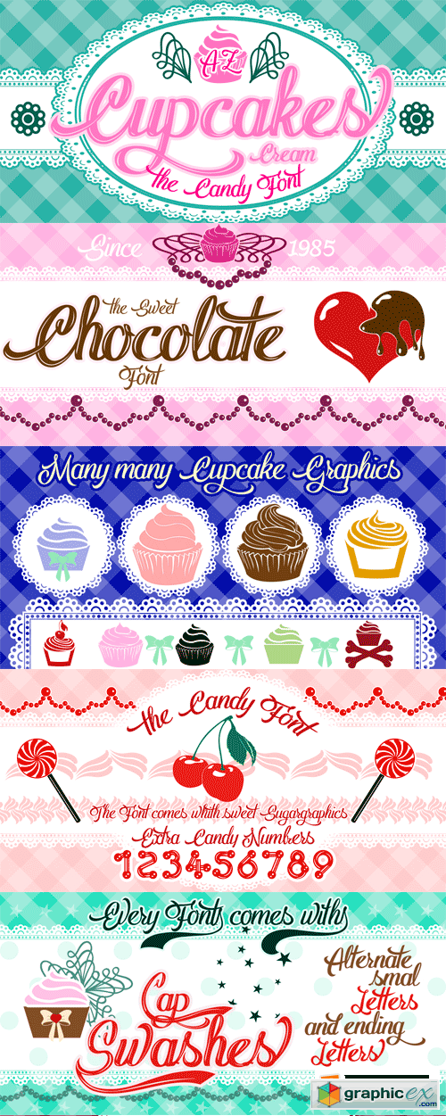 AZ Cupcakes Font Family - 5 Fonts for $59