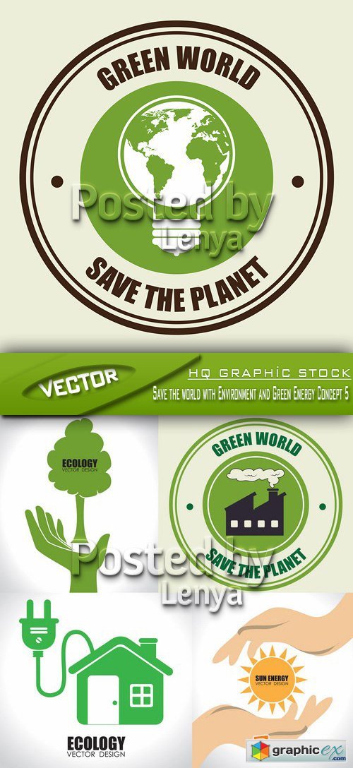 Stock Vector - Save the world with Environment and Green Energy Concept 5
