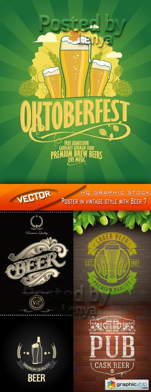 Stock Vector - Poster in vintage style with Beer 7