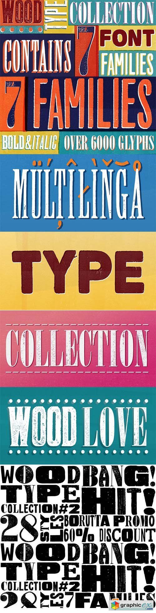 Wood Type Collection Font Family - 39 Font $390
