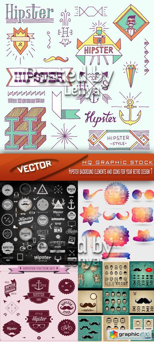 Stock Vector - Hipster backround elements and icons for your retro design 7
