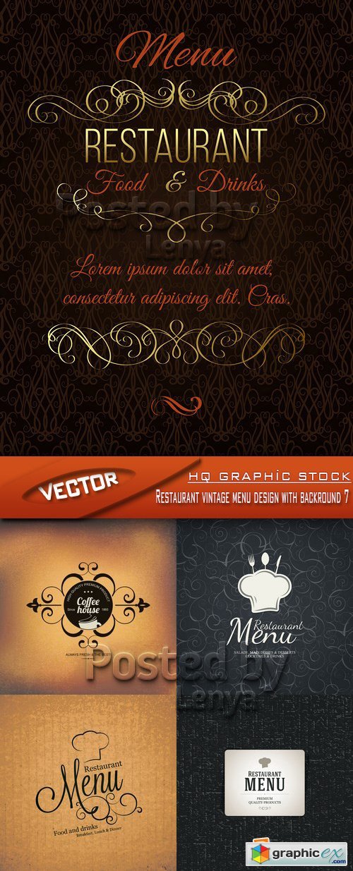 Stock Vector - Restaurant vintage menu design with backround 7
