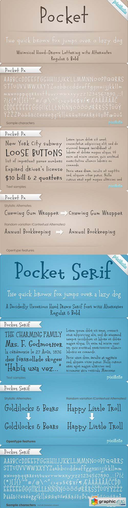Pocket Px and Pocket Px Serif Font Family - 4 Font $72