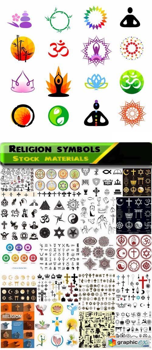 Religion symbols and icons 25xEPS