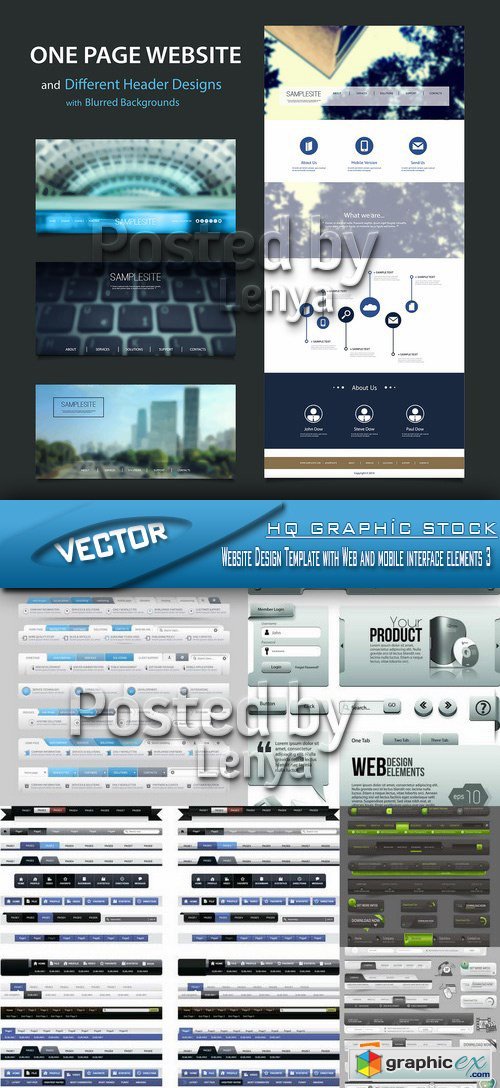 Stock Vector - Website Design Template with Web and mobile interface elements 3