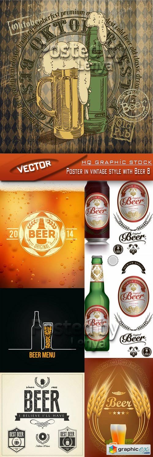 Stock Vector - Poster in vintage style with Beer 8
