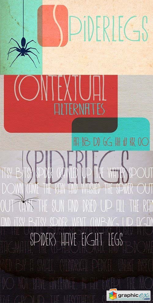Spiderlegs Font Family - 8 Font $120