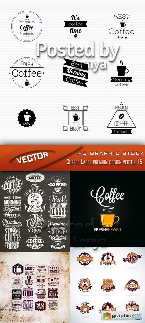 Stock Vector - Coffee Label premium design vector 16