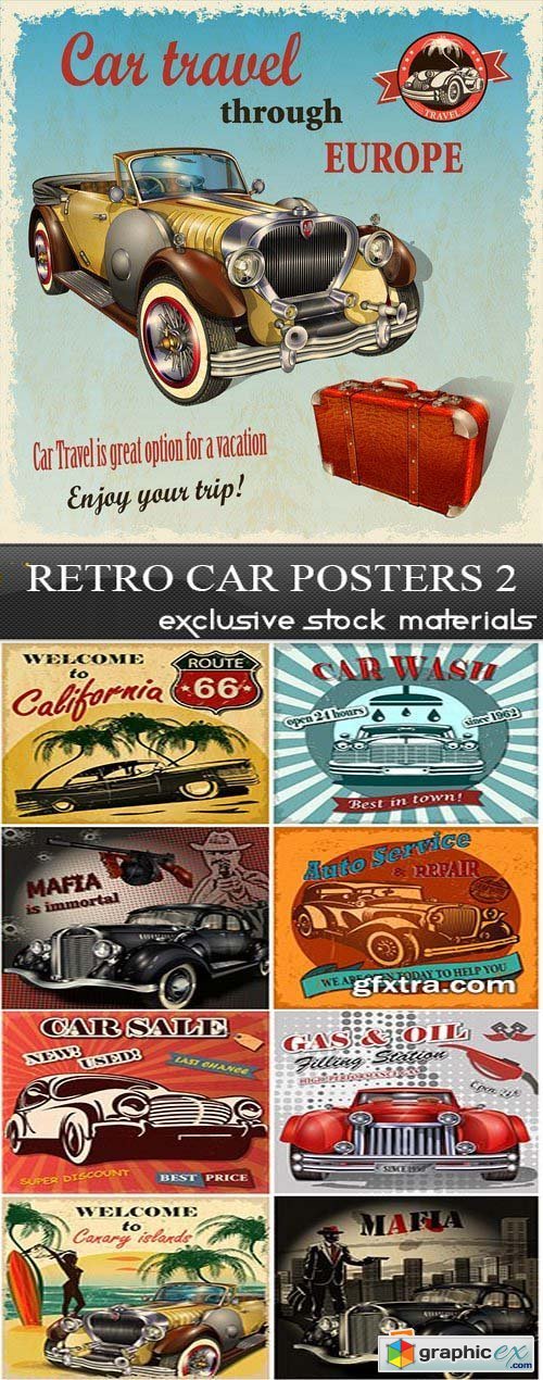 Retro Car Posters 2, 25xEPS