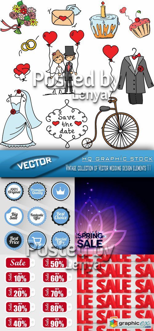 Stock Vector - Vintage collection of Vector wedding design elements 11