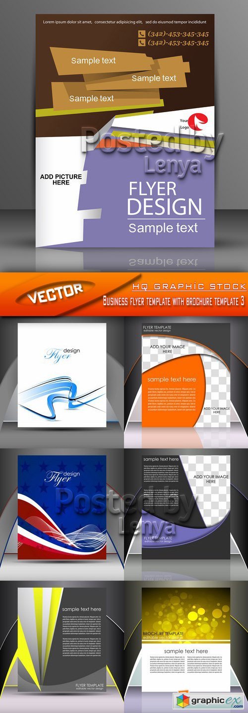 Stock Vector - Business flyer template with brochure template 3