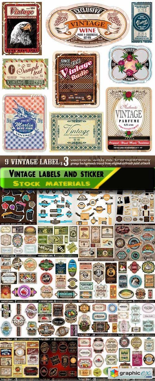 Vintage labels and stickers template design 25xEPS