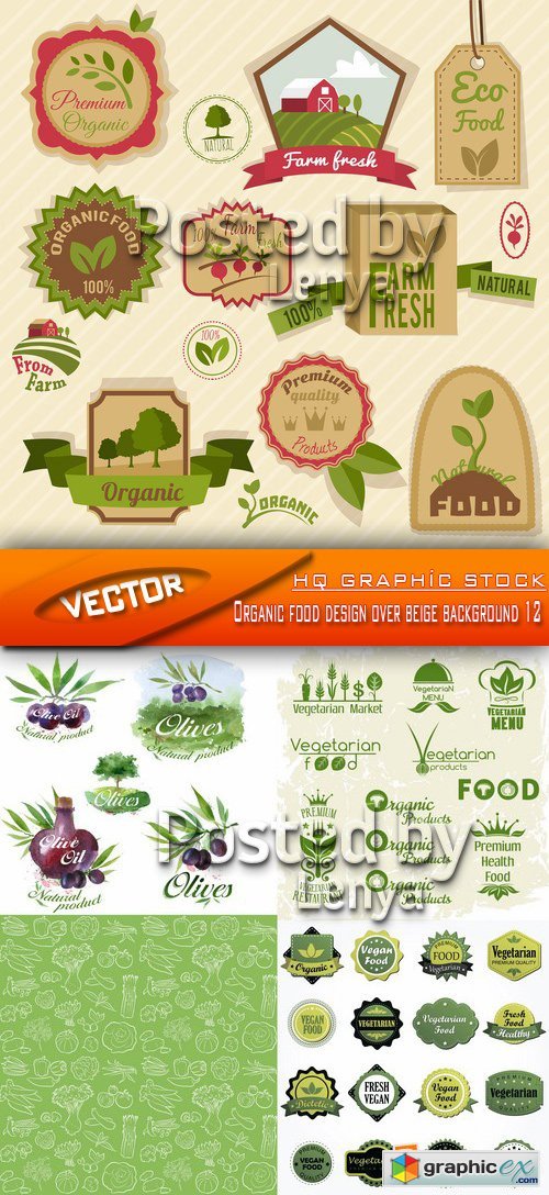 Stock Vector - Organic food design over beige background 12