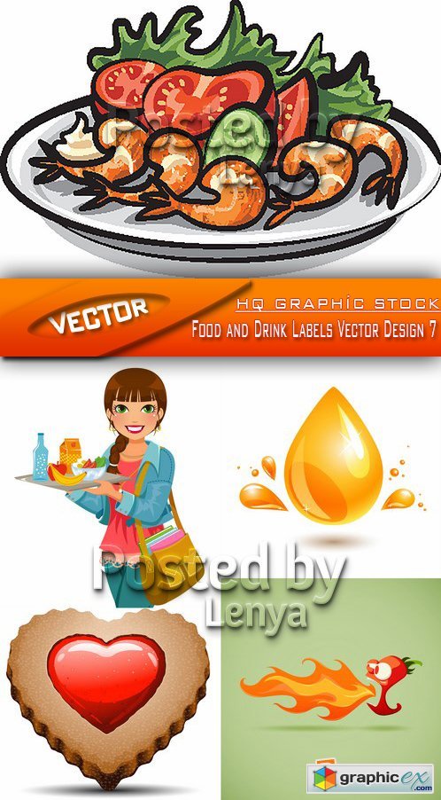 Stock Vector - Food and Drink Labels Vector Design 7