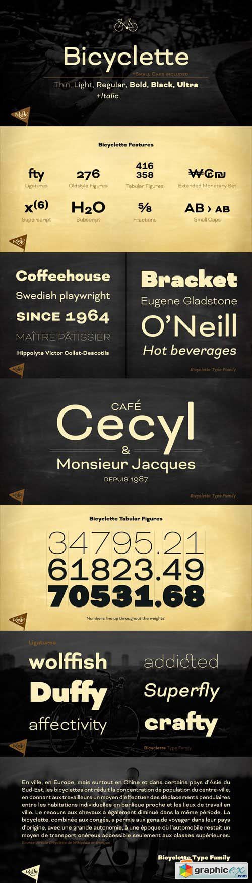Bicyclette Font Family - 7 Fonts for $188