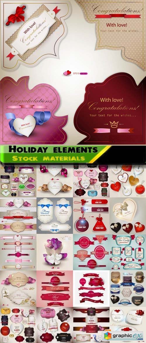 Gift labels and holiday elements for gift cover decorations 25xEPS