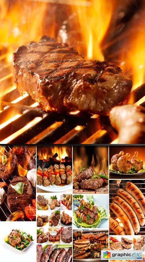 Barbeque, grilled meat, 25xJPGs