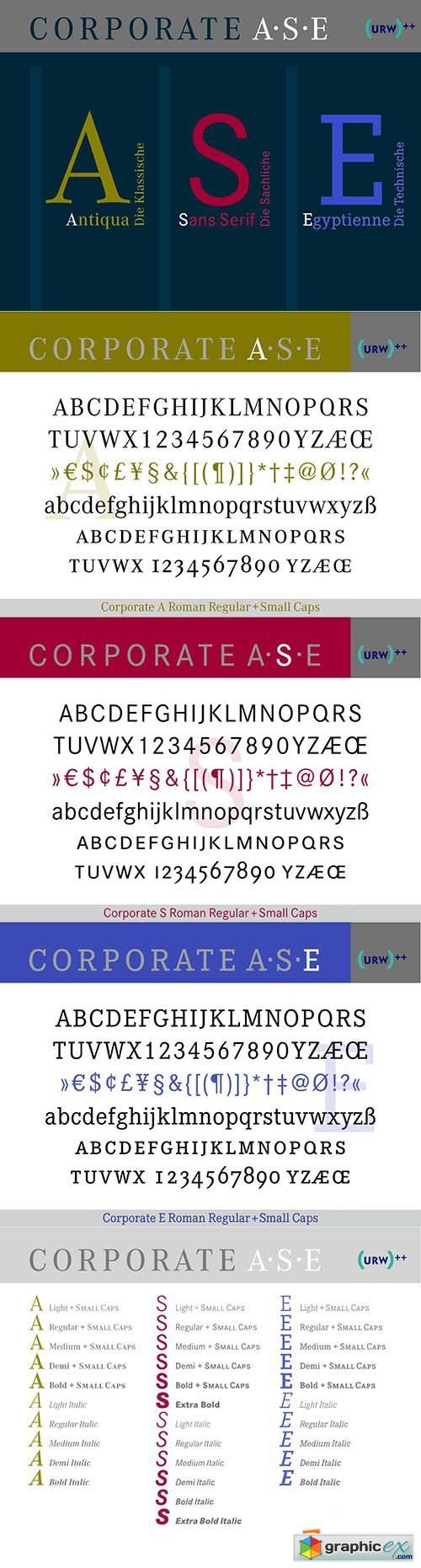Corporate A S E Typeface Trilogy Font Collection - 53 Font $4770