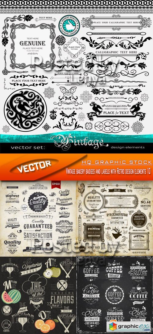 Stock Vector - Vintage bakery badges and labels with Retro design elements 10
