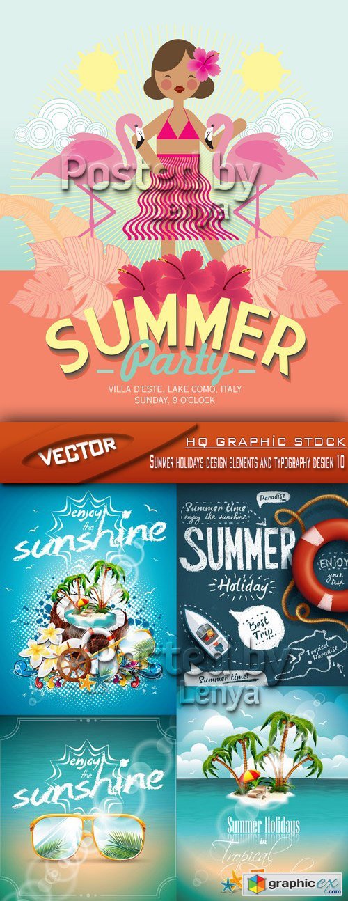 Stock Vector - Summer holidays design elements and typography design 10