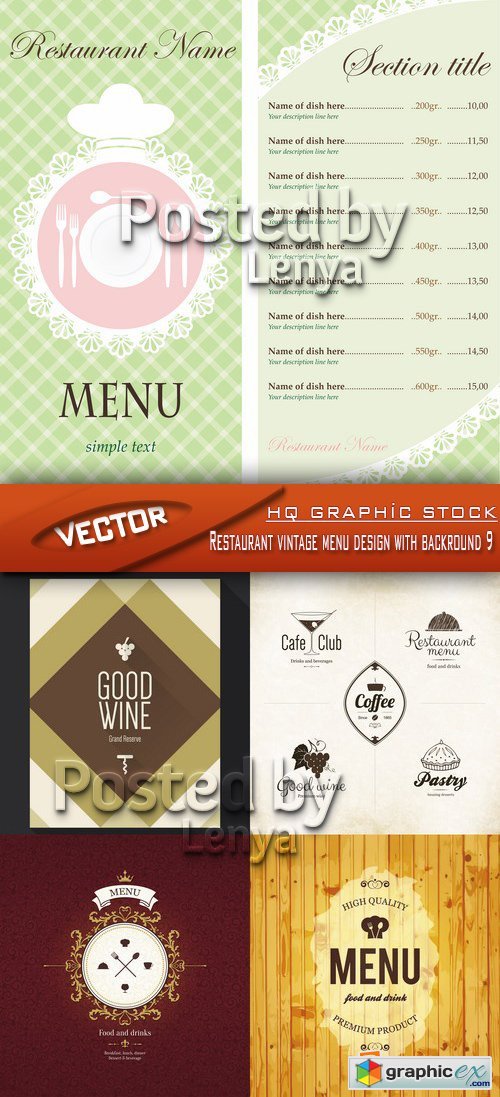 Stock Vector - Restaurant vintage menu design with backround 09