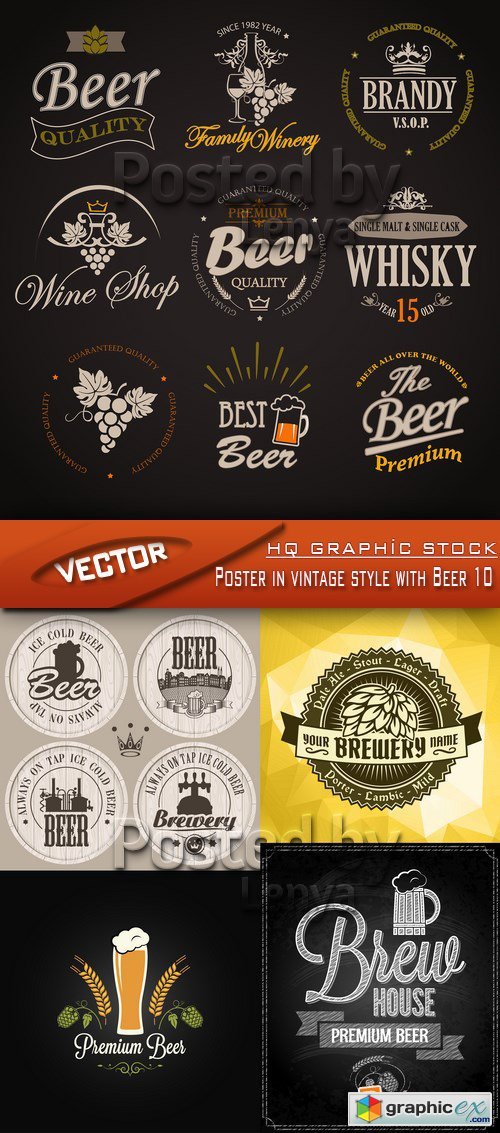 Stock Vector - Poster in vintage style with Beer 10