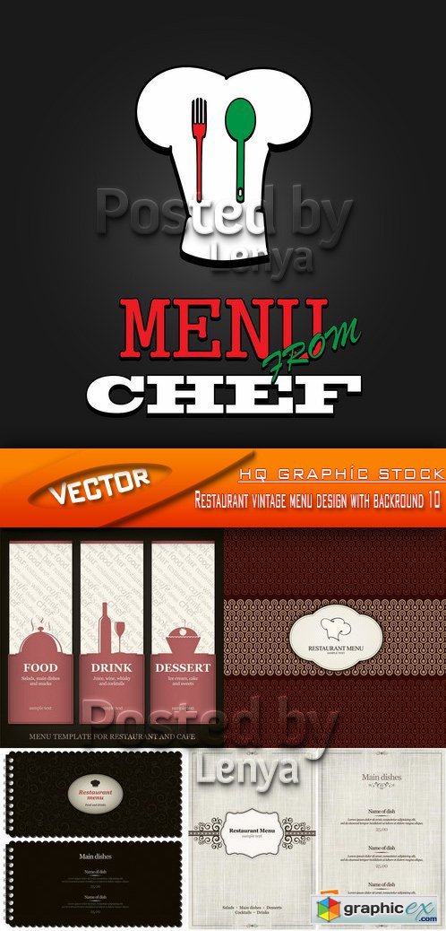 Stock Vector - Restaurant vintage menu design with backround 10