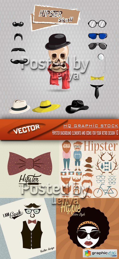 Stock Vector - Hipster backround elements and icons for your retro design 10