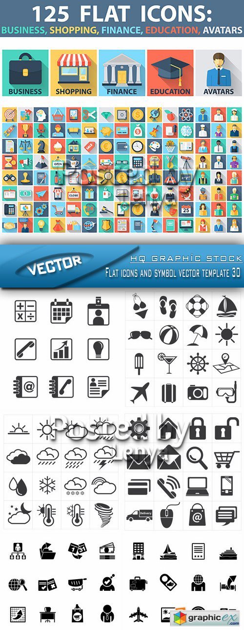 Flat icons and symbol vector template 30