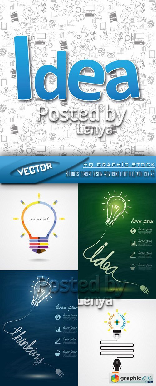Stock Vector - Business concept design from icons light bulb with idea 23