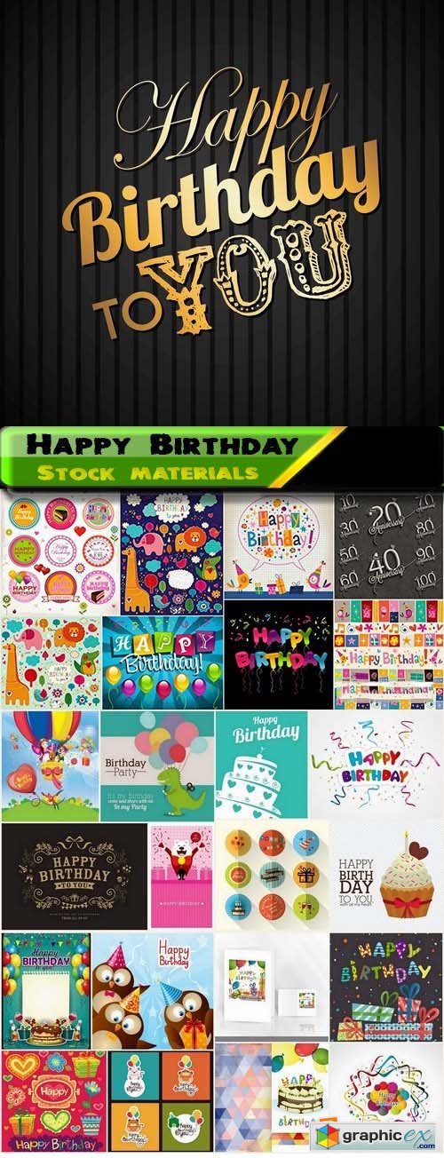 Happy Birthday Template Design 4 25xEPS