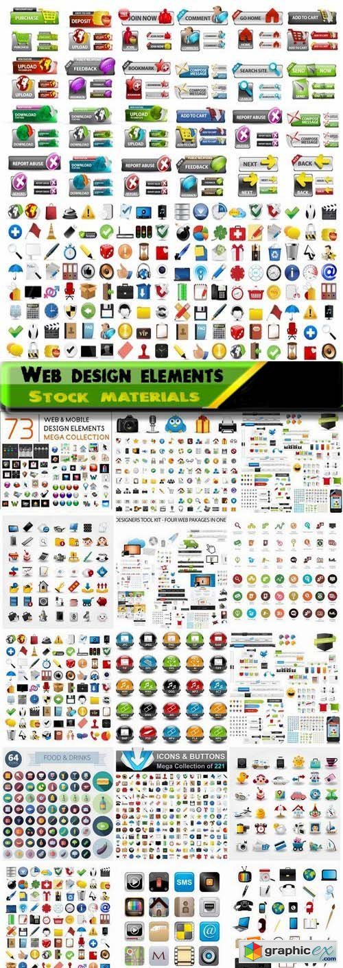 Icons and buttons and web design elements 25xEPS