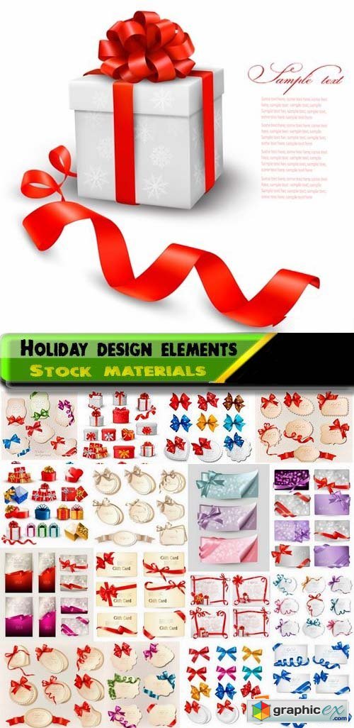 Holiday backgrounds and gift boxes with bows and ribbons 25xEPS