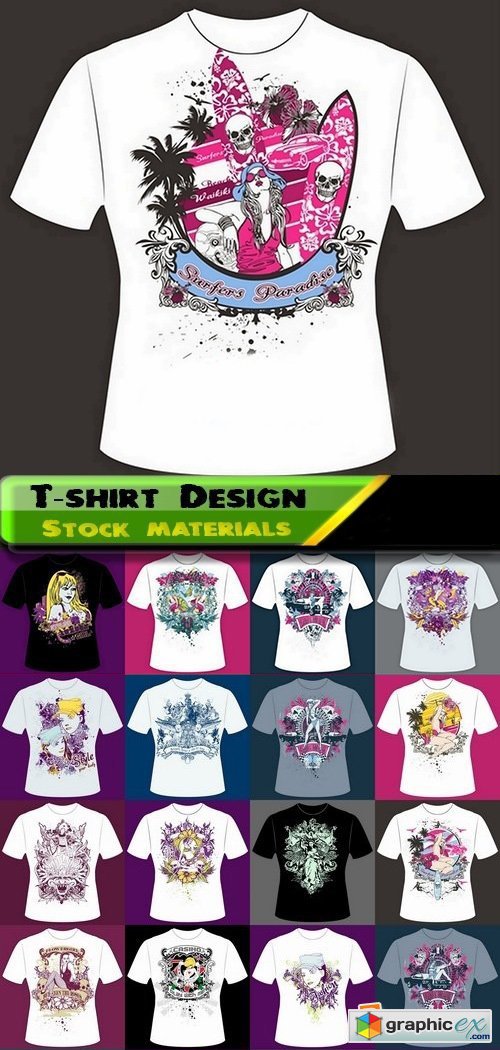 T-shirt Design elements in vector from stock 35 25xEPS