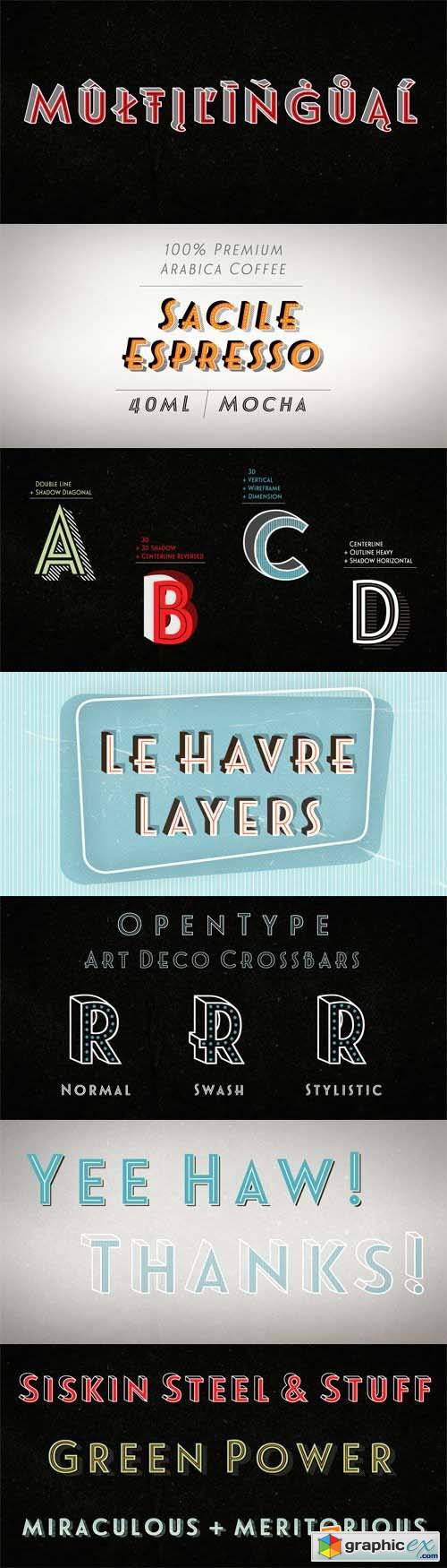 Le Havre Layers Font Family - 21 Fonts for $69